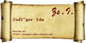 Zséger Ida névjegykártya